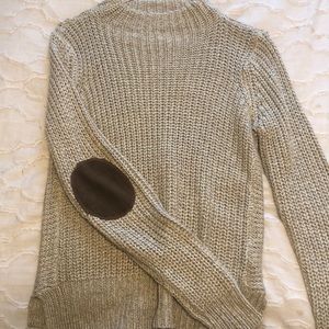 Mock Neck Elbow Patch Sweater